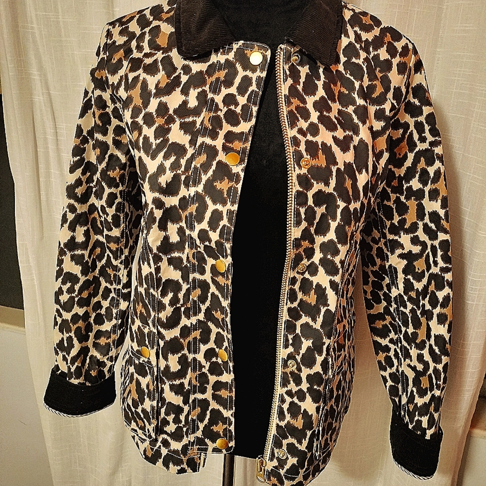J Crew Barn Jacket XS in Leopard Print. NWT